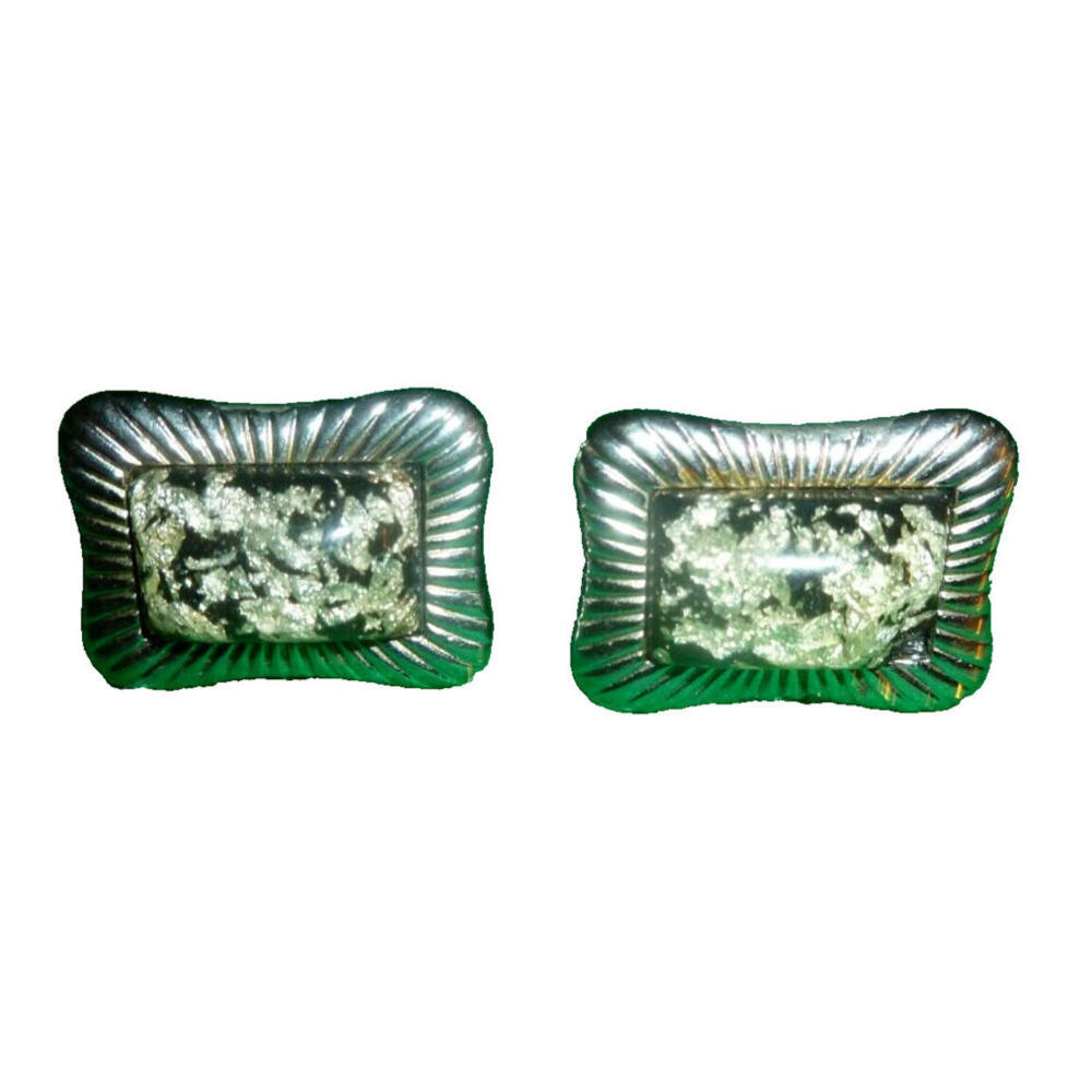 Vintage Hickok‎ Cufflinks Silver tone Faux Gold Nugget Rare